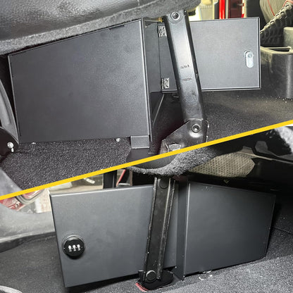 Under Seat Storage Lock Box Gun Safe Compatible with 2018-2024 2025 Jeep Wrangler JL 4 Door 4XE Interior Accessories Passenger Side Rear Underseat Security Organizer Vault Tray Black