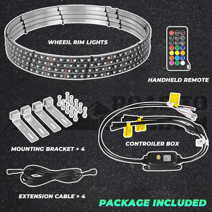 【EASY INSTALL】4PCS 15.5 INCH Chasing RGB LED Wheel Rim Light Kit - OMOTOR