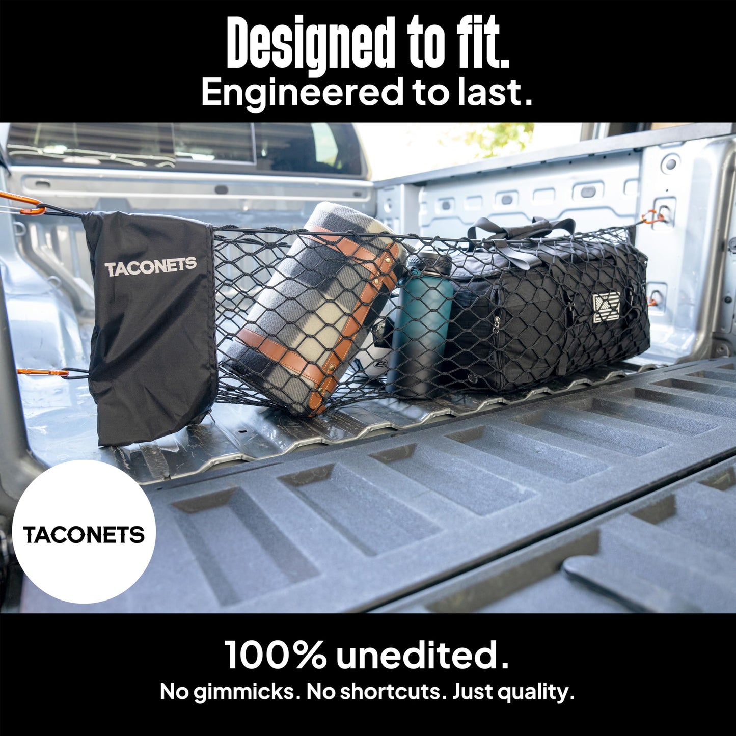 Envelope Cargo Net for Colorado/Canyon, 5mm Bungee, Storage Bag, Heavy Duty Carabiners