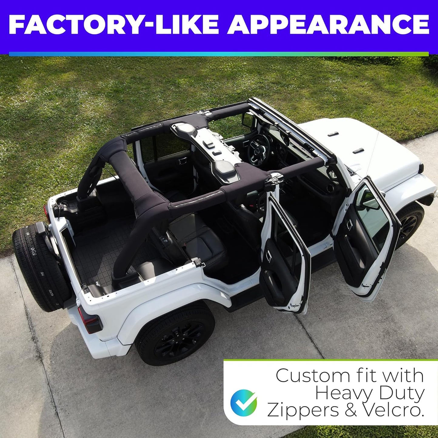 Koverz Neoprene Roll Bar Cover Padding Compatible with 2-Door Jeep Wrangler JL 2018-2023 (NOT 2024-2025) - Black