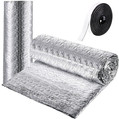 Frienda Double RV Door Window Shade Cover Blackout Reflective Insulation Roll 47x181 Inches Aluminum Foil Insulation Kit for Rv Garage Roof Door Window Skylight Shade(Silver)