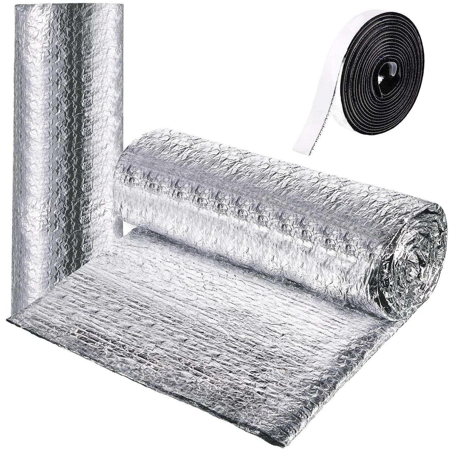 Frienda Double RV Door Window Shade Cover Blackout Reflective Insulation Roll 47x181 Inches Aluminum Foil Insulation Kit for Rv Garage Roof Door Window Skylight Shade(Silver)