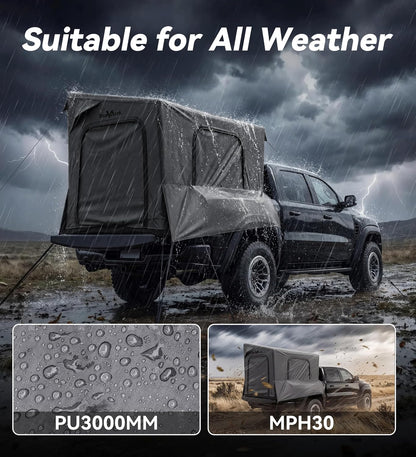 Inflatable Truck Bed Tent with Detachable Zippered Awning, Pickup Truck Tent for 5.5ft-8ft Bed