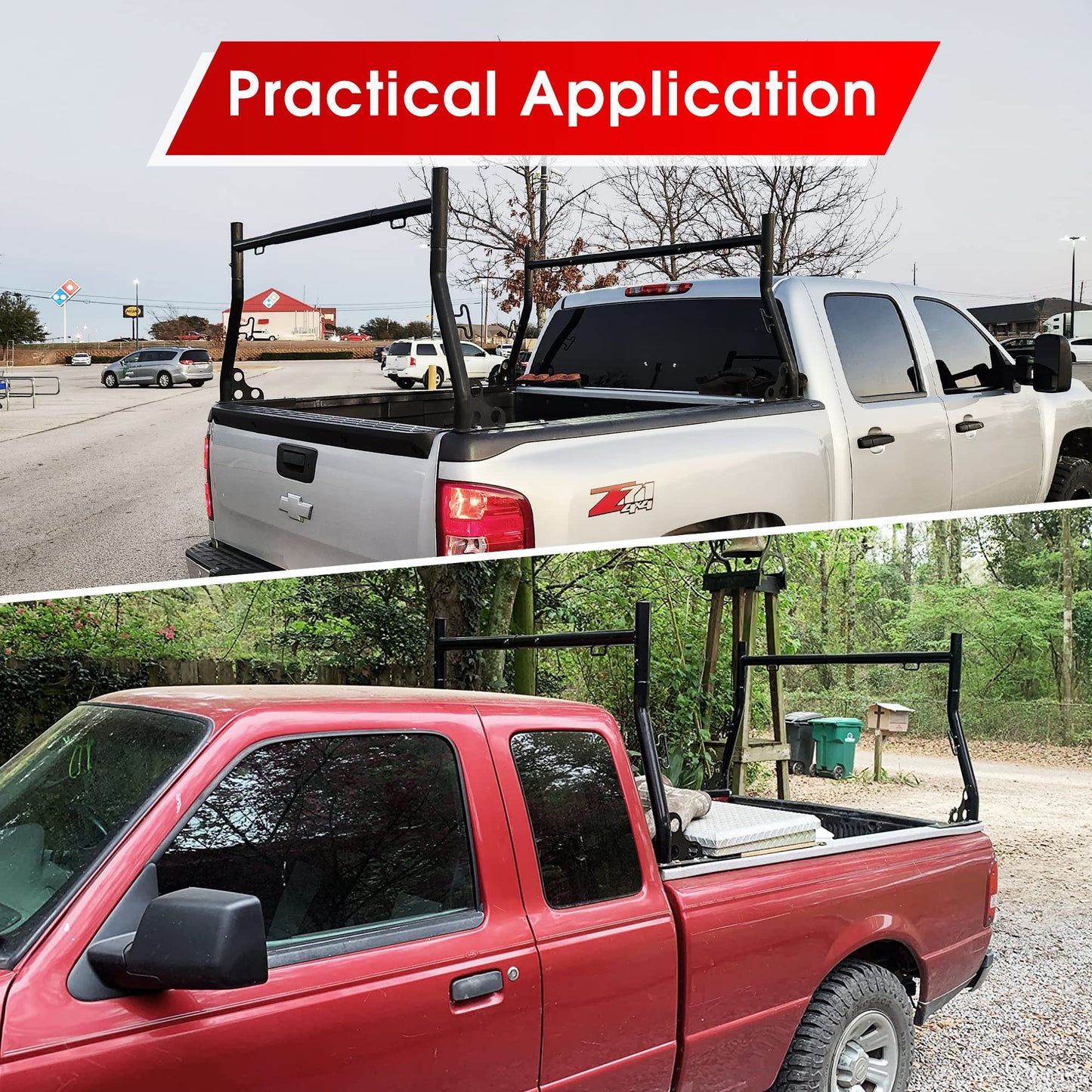 Truck Ladder Racks 800Ibs Capacity Extendable Pick-up Truck Bed Ladder Rack, Universal Heavy Duty