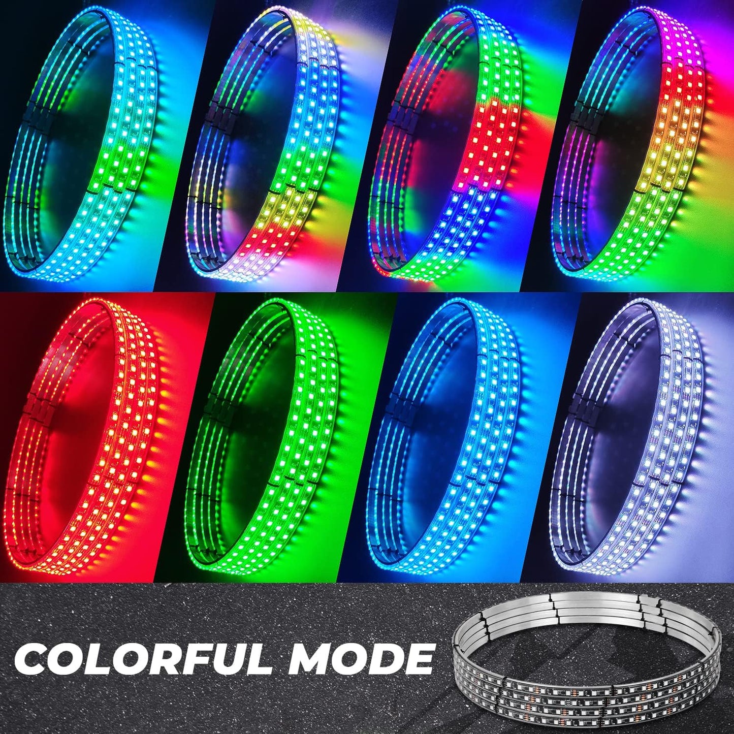 【EASY INSTALL】4PCS 15.5 INCH Chasing RGB LED Wheel Rim Light Kit