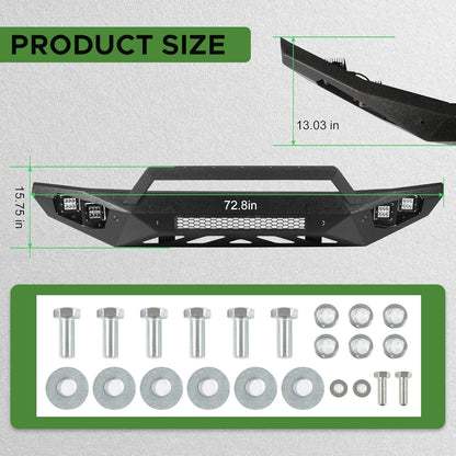 Off Road Front/ Rear  Bumper Compatible with Ford Bronco 2021 - 2025 (Not for Bronco Sport) with 4 Lights