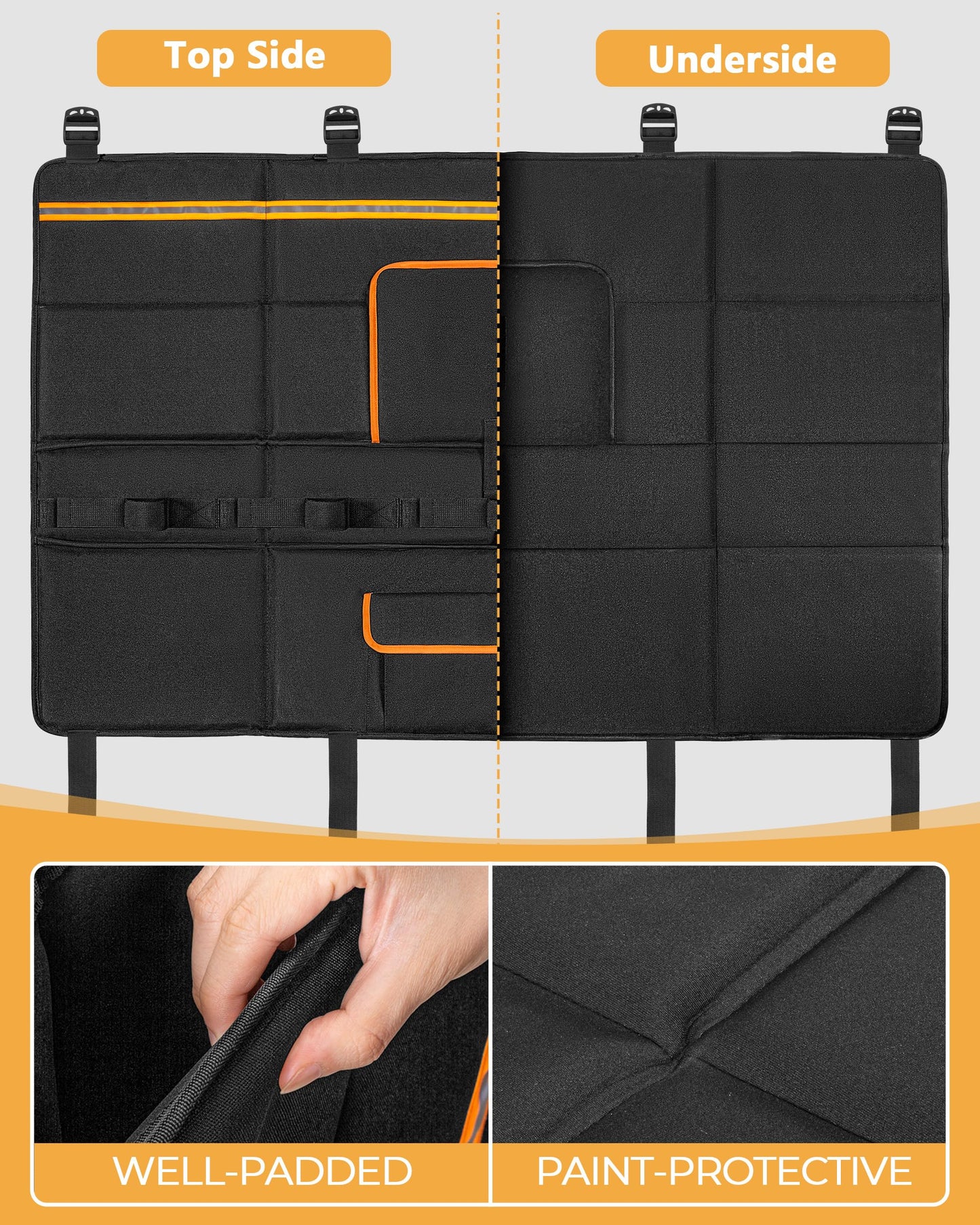 Thick Mid-Size Pickup Tailgate Bike Pad, 51" Wide, 5-Bike Capacity, Black