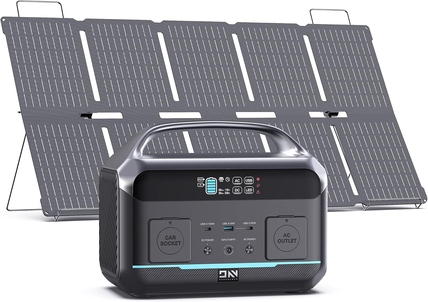 600W (1200W Surge) Portable Power Station with 100W Solar Panel, 576Wh (180,000mAh) For Home & Emergency, Camping & RVs, CPAP