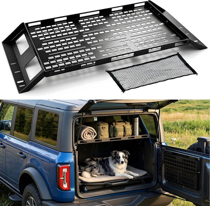 Interior Rear Cargo Basket Rack with Bonus Cargo Net  Fit for 2021-2026 Ford Bronco 4 Door Hardtop (Excluding Softtop or Sport)