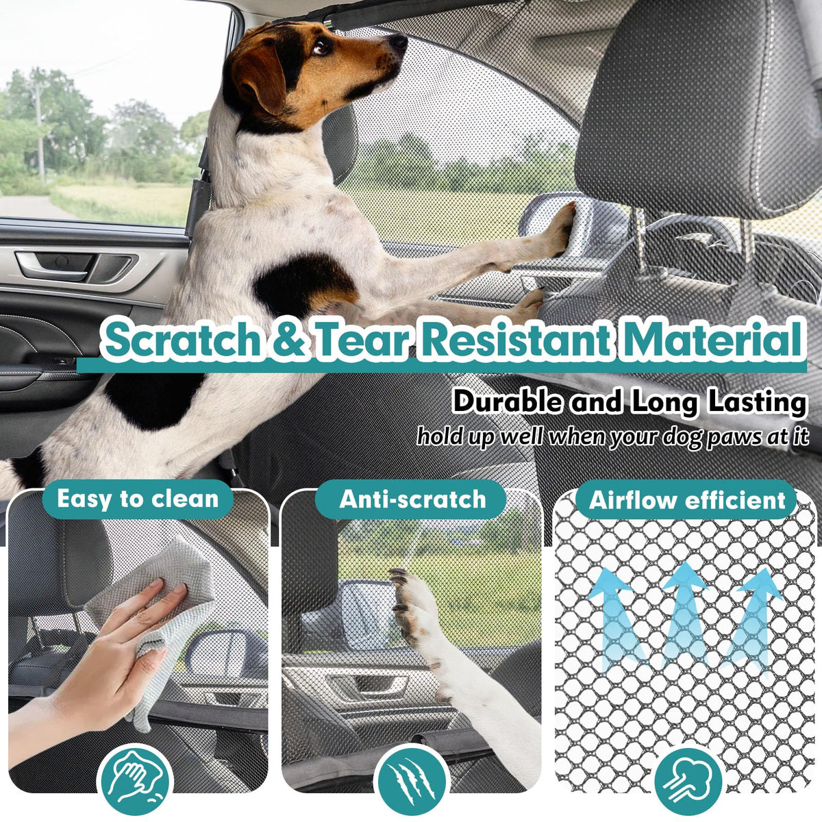 Dog Car Barrier with Net Mesh for SUVs & Trucks