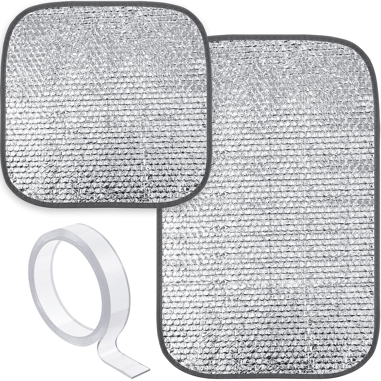 Frienda Double RV Door Window Shade Cover Blackout Reflective Insulation Roll 47x181 Inches Aluminum Foil Insulation Kit for Rv Garage Roof Door Window Skylight Shade(Silver)