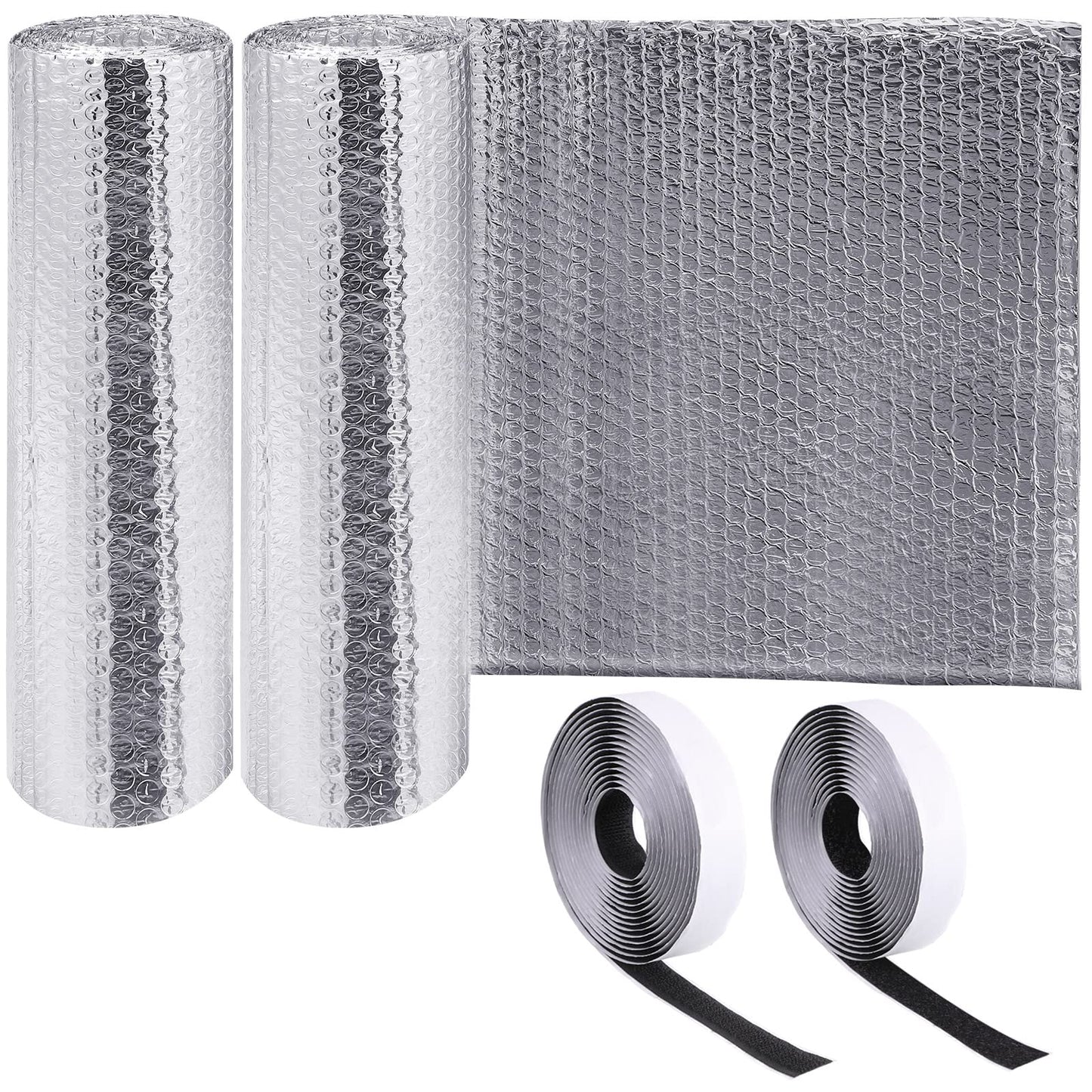 Frienda Double RV Door Window Shade Cover Blackout Reflective Insulation Roll 47x181 Inches Aluminum Foil Insulation Kit for Rv Garage Roof Door Window Skylight Shade(Silver)