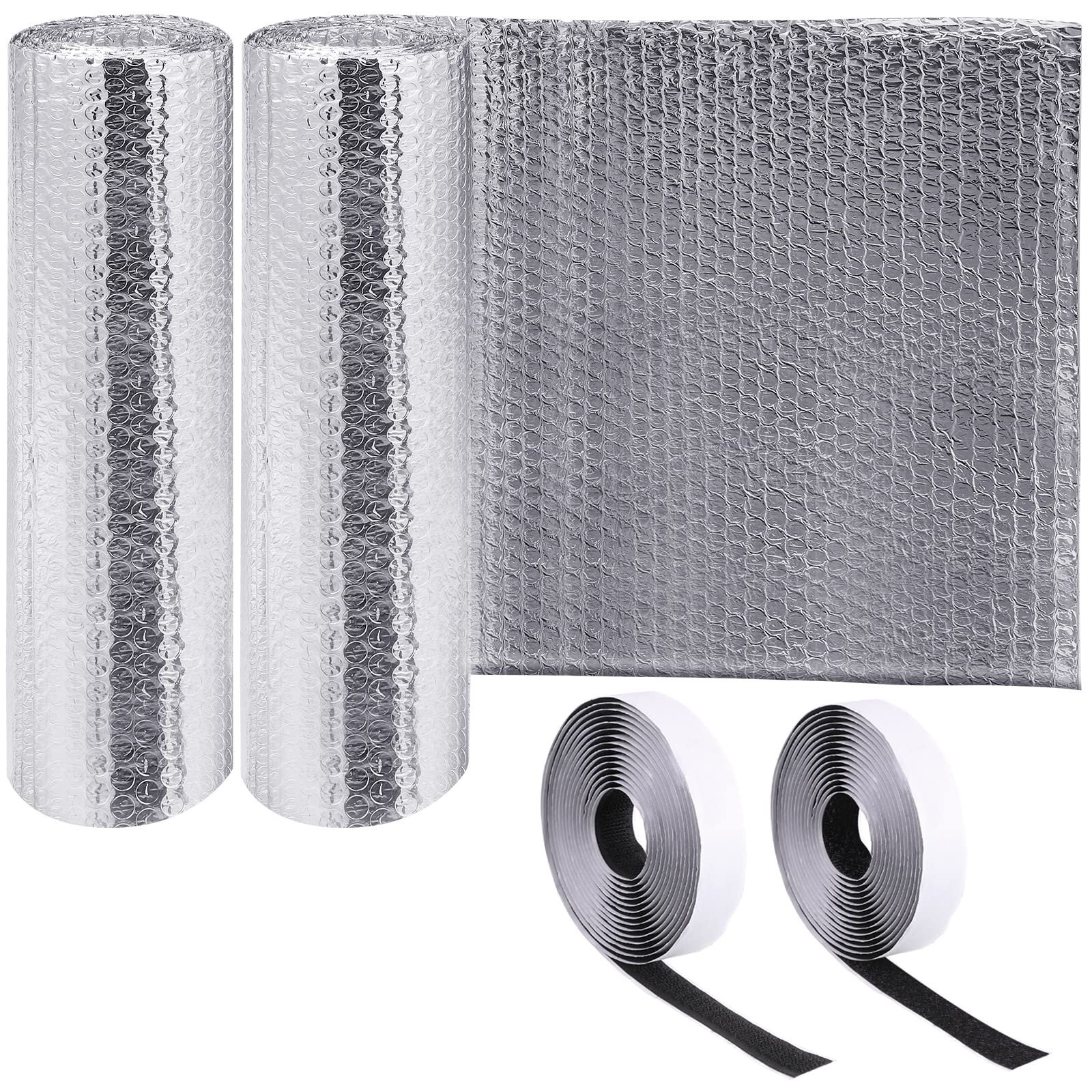 Frienda Double RV Door Window Shade Cover Blackout Reflective Insulation Roll 47x181 Inches Aluminum Foil Insulation Kit for Rv Garage Roof Door Window Skylight Shade(Silver)