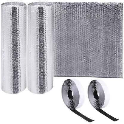Frienda Double RV Door Window Shade Cover Blackout Reflective Insulation Roll 47x181 Inches Aluminum Foil Insulation Kit for Rv Garage Roof Door Window Skylight Shade(Silver)
