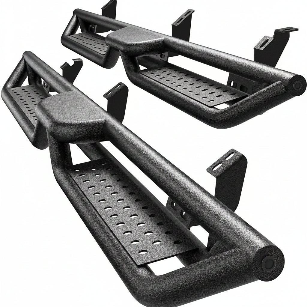 Carbon Steel Running Boards & Side Steps Compatible with 2024-2026 Tacoma Double Cab/Crew Cab