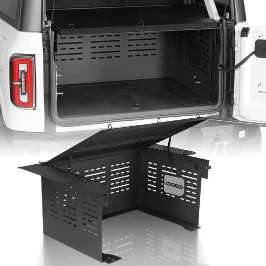 Rear Cargo Rack Trunk Security Deck Enclosure Luggage Storage for 2021-2025 Ford Bronco 4-Door Hardtop (Exclude Bronco Sport & Rapot) - OMOTOR