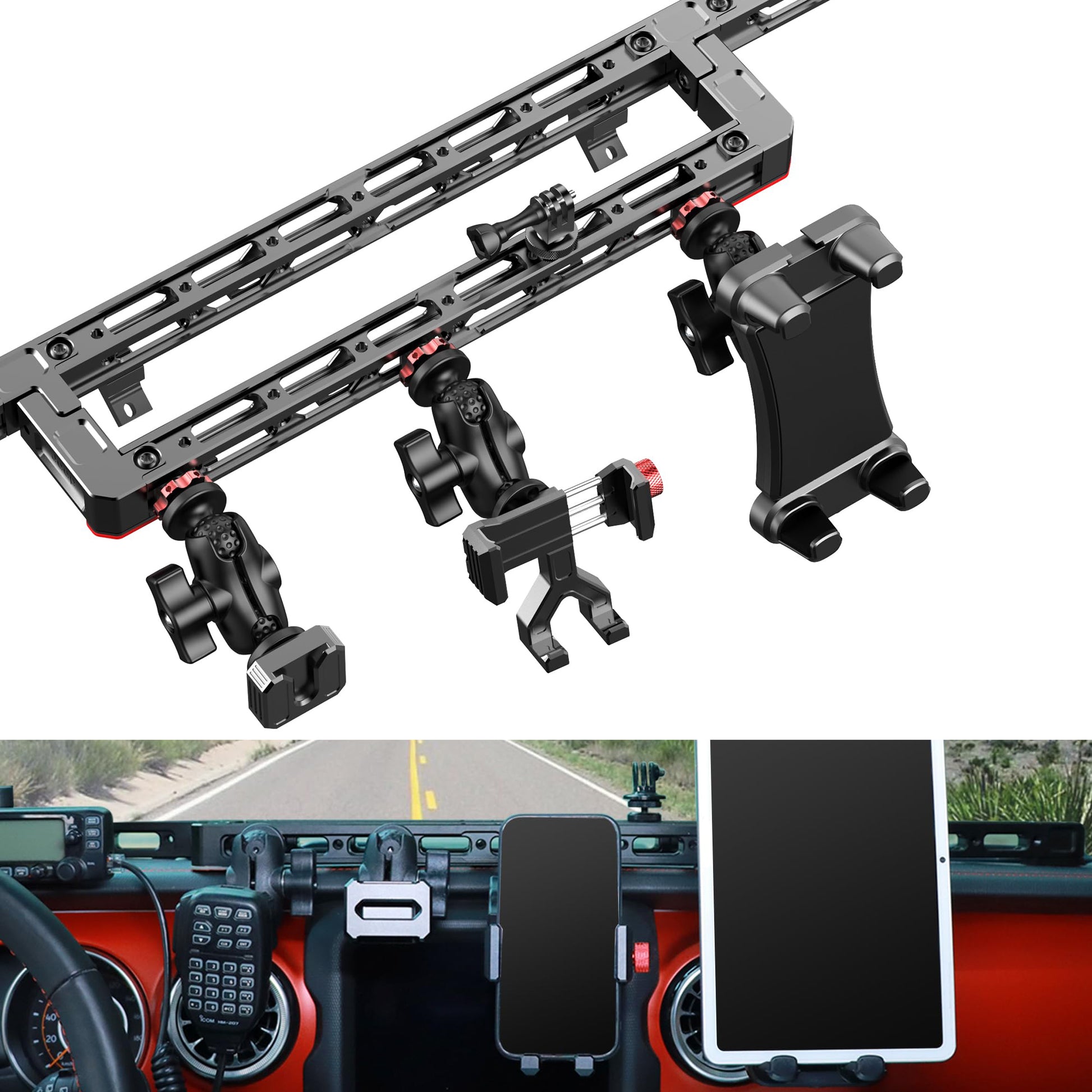 Dash Mount Platform Phone Holder for 2007-2017 Jeep Wrangler JK JKU - OMOTOR