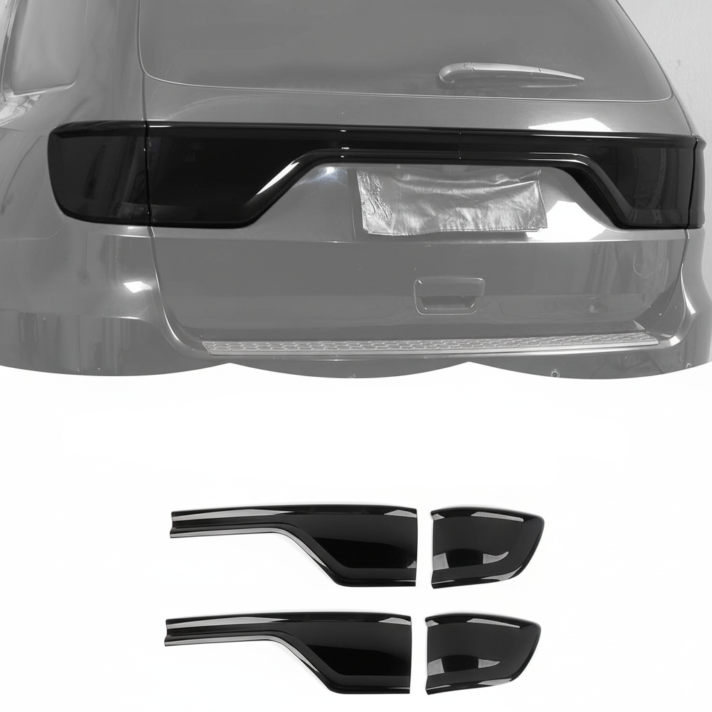 Smoked Black Tail Light Lamp Cover Guard Trim Decoration Compatible with Dodge Durango 2014-2024