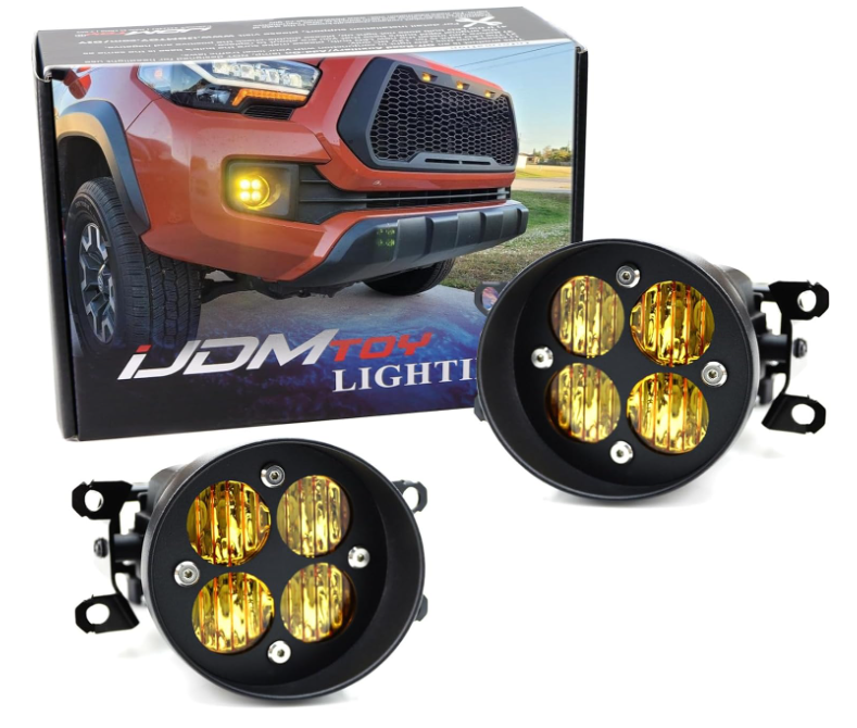 24W High Power LED Wide Angle SAE Flood Beam Fog Light Kit Compatible With Toyota Tacoma Tundra 4Runner - OMOTOR