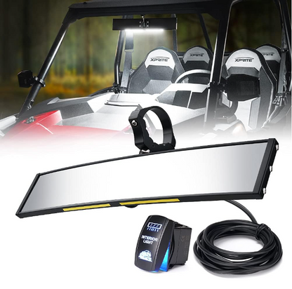 Aluminum UTV Rear View Center Mirror w/Interior Lights and Rocker Switch - OMOTOR