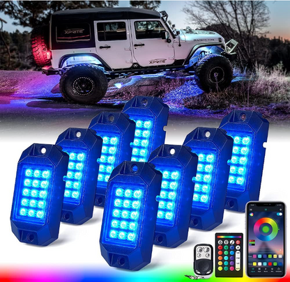 Bluetooth RGB LED Rock Lights Kit For Off-Road, Trucks, Cars, UTV, ATV, SUV, RZR, Motorcycles, Boats - OMOTOR