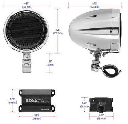 Audio Systems Bluetooth Speaker System - Class D Compact Amplifier For Use with ATVs/Motorcycles - OMOTOR
