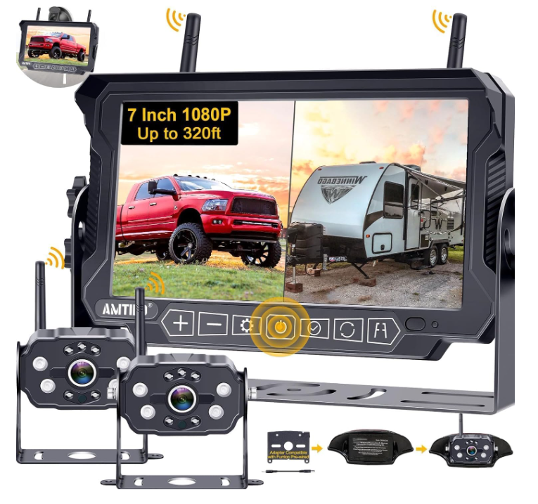 Wireless Backup Camera for Furrion RV: 7-Inch Recording Plug-Play - OMOTOR