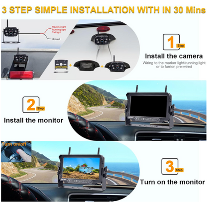 Wireless Backup Camera for Furrion RV: 7-Inch Recording Plug-Play - OMOTOR