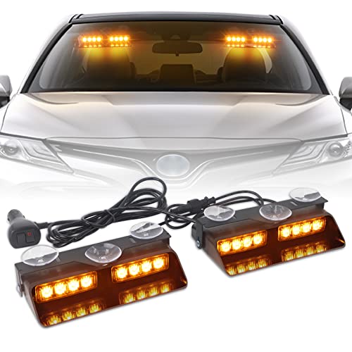 2 in 1 Dash Strobe Lights Front/Rear 16 LED Windshield Lights