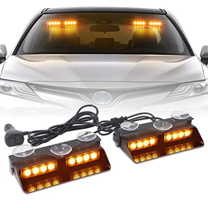 2 in 1 Dash Strobe Lights Front/Rear 16 LED Windshield Lights