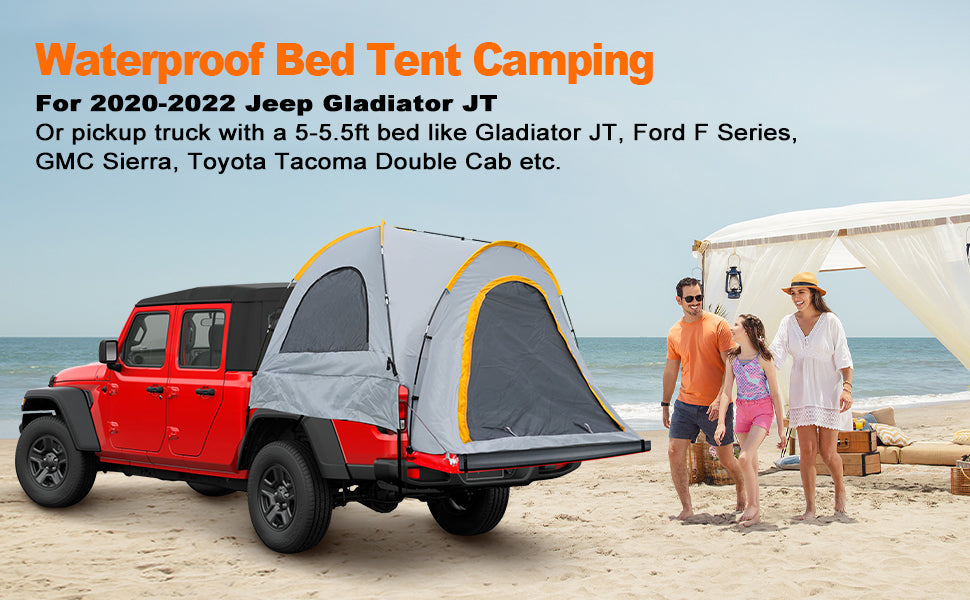 Pickup Truck Bed Camping Tent, Gladiator Truck Bed Tent with Removable Rainfly and Carrying Case, 5-5.5ft Bed - OMOTOR