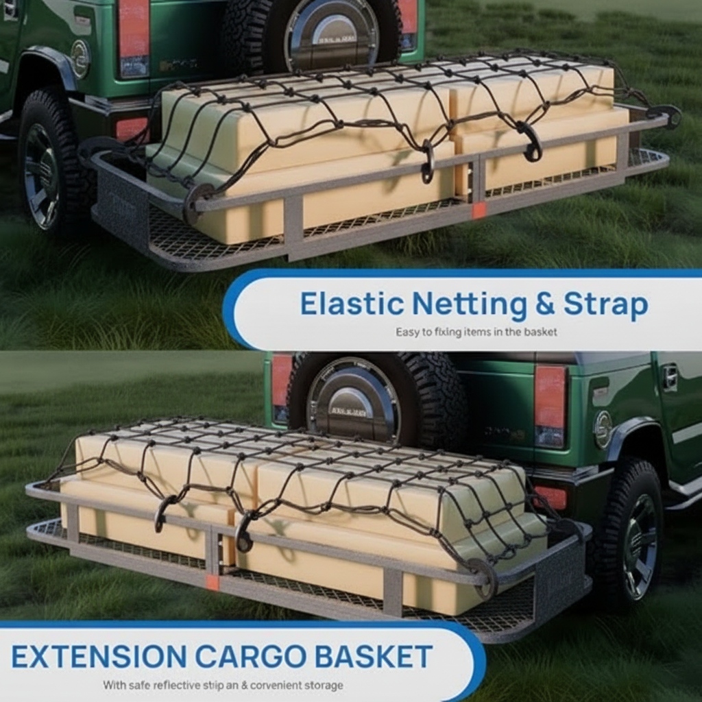 Heavy-Duty Folding Hitch Cargo Carrier for Cars (60"x20"x6")