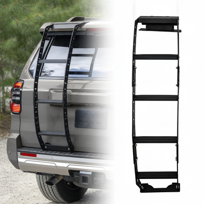 Black Thickened Aluminum Alloy Summit Hatch Ladder Compatible with Toyota 4Runner 2025-2026