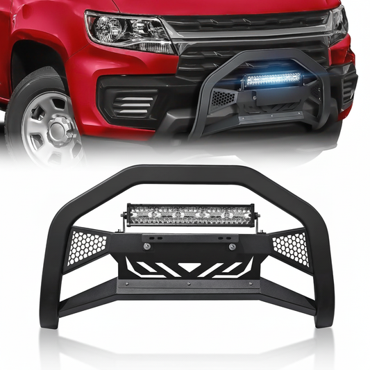 Truck Bull Bar with LED Light & License Plate Frame For 2015-2022 Chevy Colorado & GMC Canyon