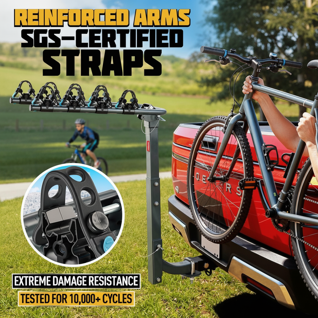 Foldable 4Bike Rack Hitch Mount for Car, SUV, Truck, RV, 2" Receiver