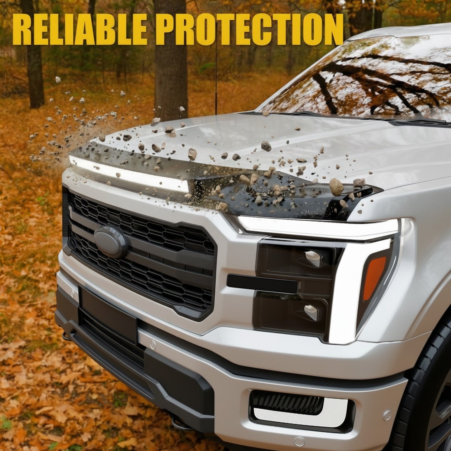 Ford F150 Hood Shield with LED Lights, Bug Deflector