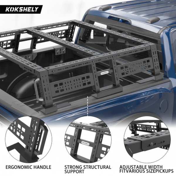 Overland Truck Bed Rack for Full-Size & Mid-Size Pickup Trucks/Overland Bed Racks Truck Cargo Carrier/Tacoma Bed Rack, Fit for Tundra, Ram 1500 & HD, F-Series, Ranger, Silverado, Titan & XD