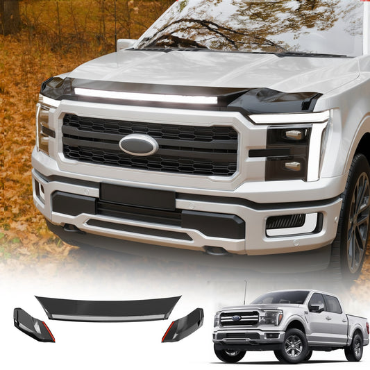 Ford F150 Hood Shield with LED Lights, Bug Deflector — OMOTOR