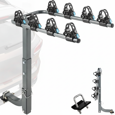 Foldable 4Bike Rack Hitch Mount for Car, SUV, Truck, RV, 2" Receiver