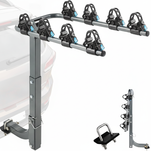Foldable 4Bike Rack Hitch Mount for Car, SUV, Truck, RV, 2" Receiver