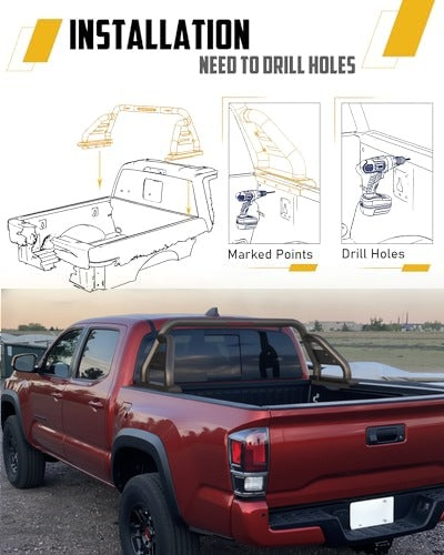 Truck Bed Roll Bar Fit for Toyota Tacoma 2005-2027