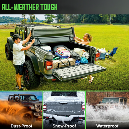 5ft Trifold Soft Tonneau Cover, Weatherproof Vinyl For Jeep Gladiator 2020-2026