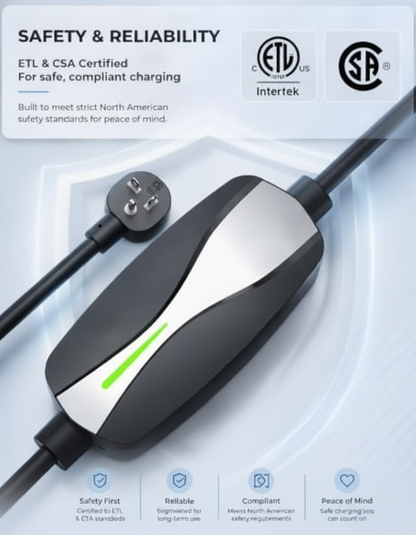 Level 1/2 Tesla Charger, 12A 120V w 5-15Plug &16A 240V w 6-20 Plug