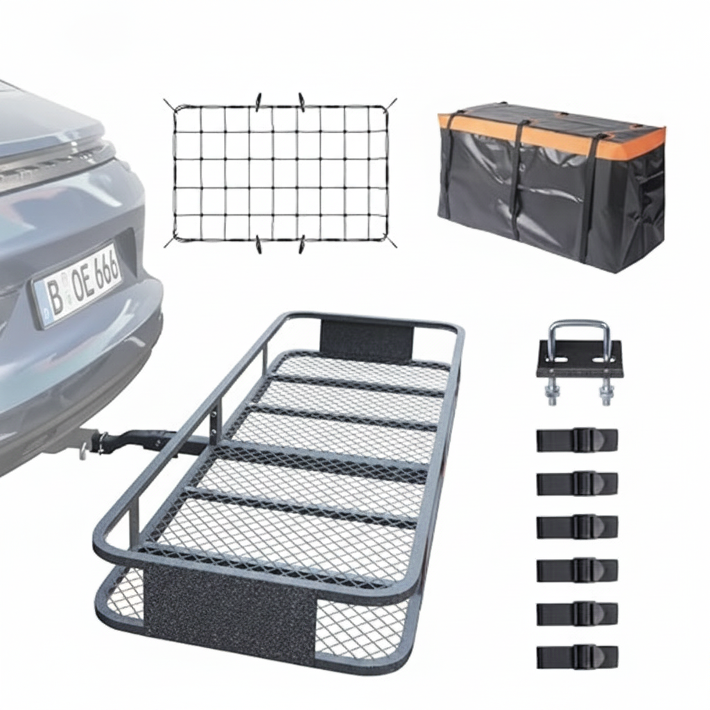 Heavy-Duty Folding Hitch Cargo Carrier for Cars (60"x20"x6")