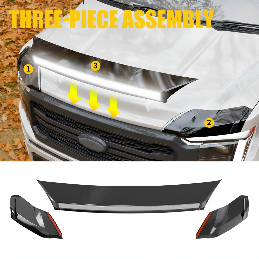 Ford F150 Hood Shield with LED Lights, Bug Deflector
