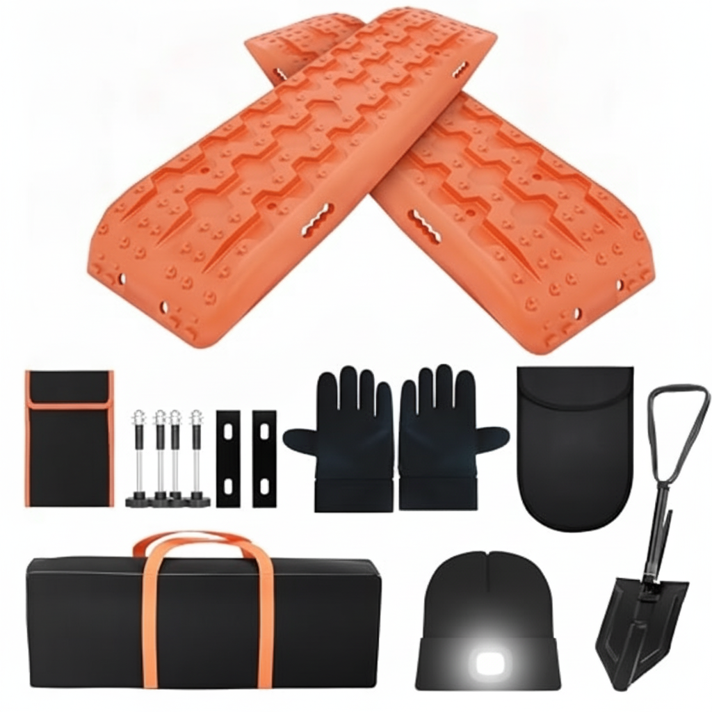 Premium Offroad Traction Boards with Mount Kit & Survival Shovel