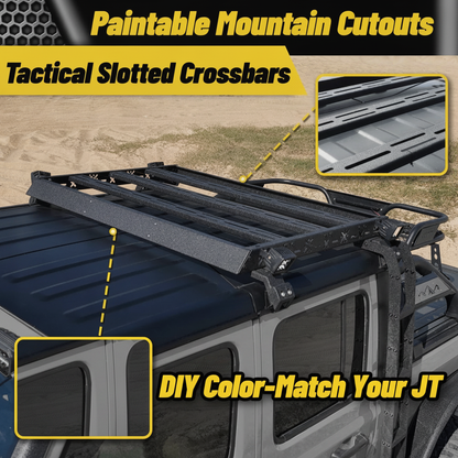 Roof Rack Basket with Dual Ladders and LED Lights For Jeep Gladiator 2020-2026 4-Door