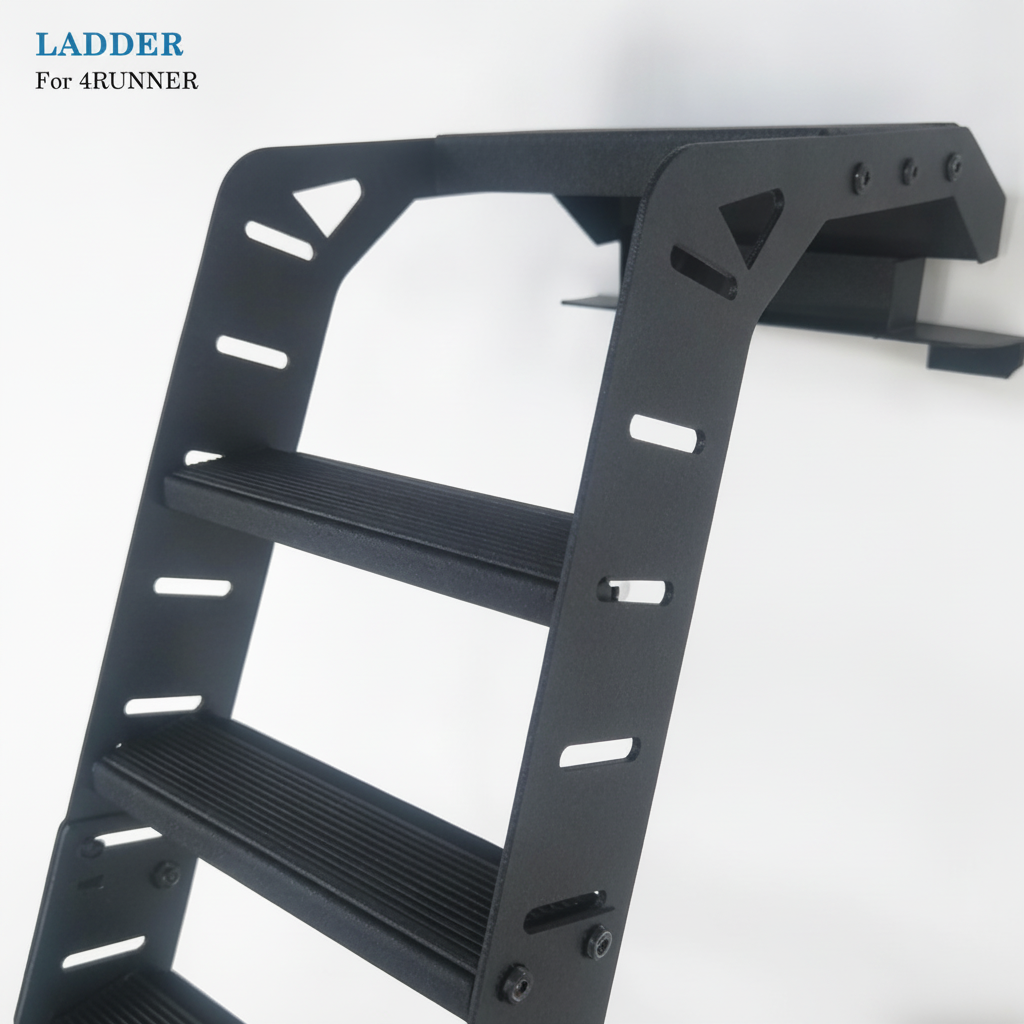Black Thickened Aluminum Alloy Summit Hatch Ladder Compatible with Toyota 4Runner 2025-2026