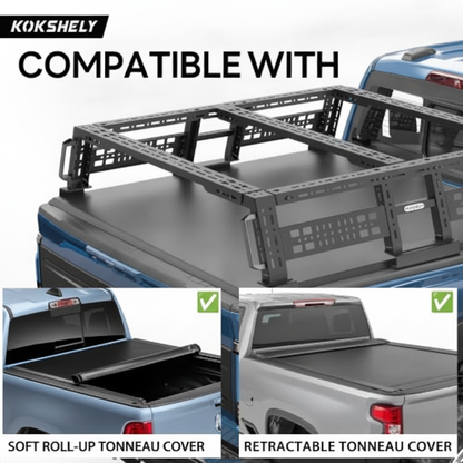 Overland Truck Bed Rack for Full-Size & Mid-Size Pickup Trucks/Overland Bed Racks Truck Cargo Carrier/Tacoma Bed Rack, Fit for Tundra, Ram 1500 & HD, F-Series, Ranger, Silverado, Titan & XD