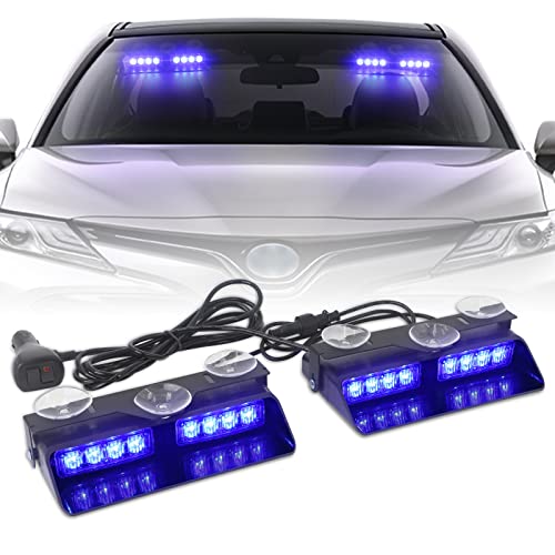 2 in 1 Dash Strobe Lights Front/Rear 16 LED Windshield Lights